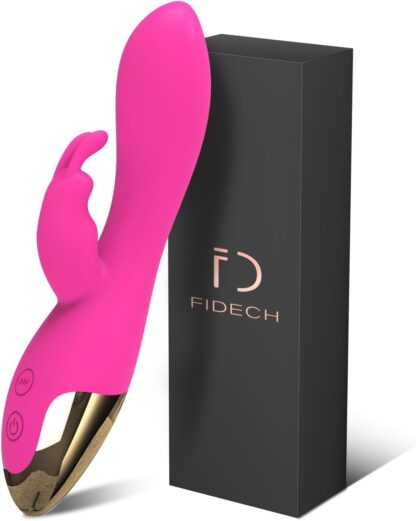 FIDECH G Spot Rabbit Vibrator, Sex Toys for Clitoris G-spot Stimulation, Waterproof Dildo Vibrator with 9 Powerful Vibrations Dual Motor Stimulator for Women or Couple Fun