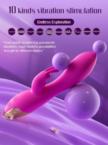 FIDECH G Spot Rabbit Vibrator, Sex Toys for Clitoris G-spot Stimulation, Waterproof Dildo Vibrator with 9 Powerful Vibrations Dual Motor Stimulator for Women or Couple Fun - Image 3