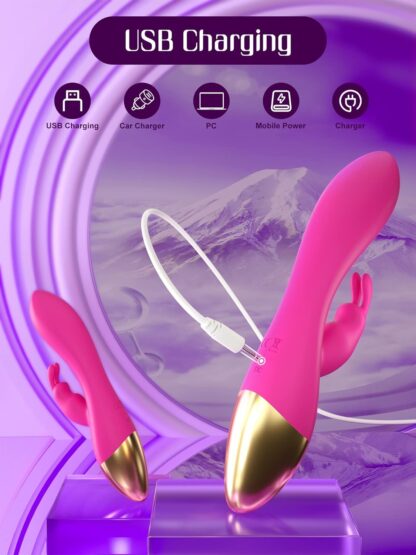 FIDECH G Spot Rabbit Vibrator, Sex Toys for Clitoris G-spot Stimulation, Waterproof Dildo Vibrator with 9 Powerful Vibrations Dual Motor Stimulator for Women or Couple Fun - Image 6