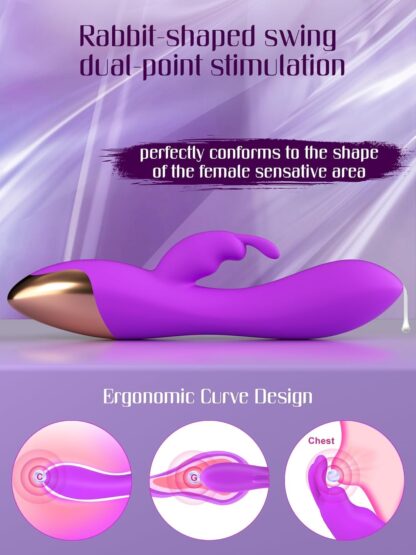 FIDECH G Spot Rabbit Vibrator, Sex Toys for Clitoris G-spot Stimulation, Waterproof Dildo Vibrator with 9 Powerful Vibrations Dual Motor Stimulator for Women or Couple Fun - Image 9