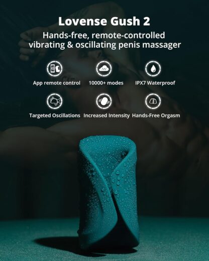 LOVENSE Gush 2 Cock Ring Vibrator with Adjustable Buckles, Flexible Penis Vibrator & Oscillation, App Remote Control Sex Toys for Men with Endurance Training Penis Massager for Men Pleasure - Image 2