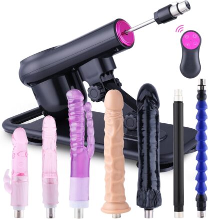 Remote-Controlled Sex Machine with Big Dildos Love Machine Sex Toys for Men and Women Automatic Thrusting Machine with Realistic Dildo and 3XLR Attachments