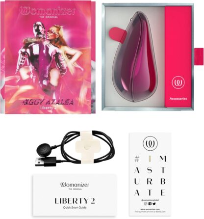 Womanizer x Iggy Azalea Liberty 2 Special Edition Pleasure Air Clit Sucker - Clitoral Suction Vibrator for Women and Couples - 8 Speeds - Waterproof Adult Sucking Sex Toy - Rechargeable - Metal Pink - Image 7