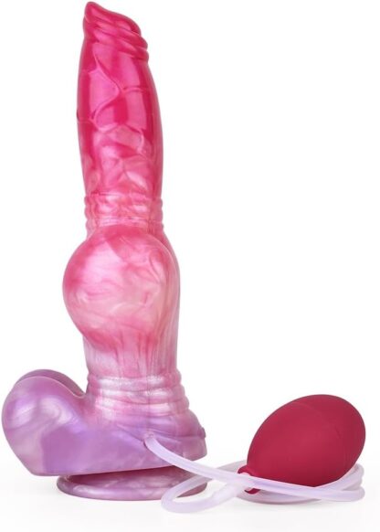 BeHorny Squirting Dildo Sex Toy, Liquid Silicone Alien/Fido/Animal Dildo with Suction Cup, Pump & Syringe Included - Image 2