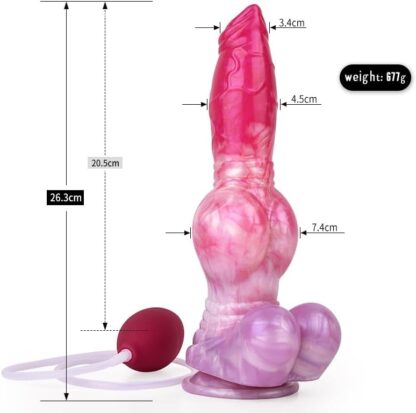 BeHorny Squirting Dildo Sex Toy, Liquid Silicone Alien/Fido/Animal Dildo with Suction Cup, Pump & Syringe Included - Image 4