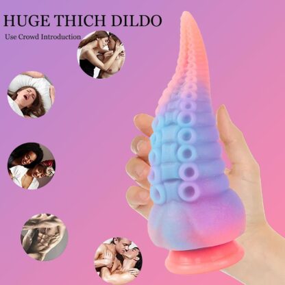 Realistic Monster Silicone Dildo-8.3inch Big Anal Glowing Tentacle Dildo with Strong Suction Cup, MEYILA Huge Monster Thick Dildo for Women, Liquid Silicone Anal Plug Prostate Massager Adult Sex Toy - Image 3