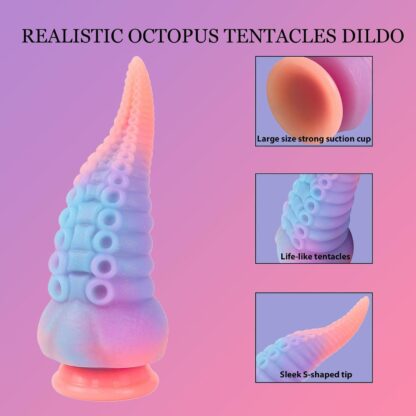 Realistic Monster Silicone Dildo-8.3inch Big Anal Glowing Tentacle Dildo with Strong Suction Cup, MEYILA Huge Monster Thick Dildo for Women, Liquid Silicone Anal Plug Prostate Massager Adult Sex Toy - Image 4