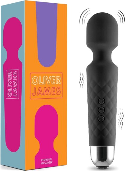 Vibrator by Oliver James - Powerful Wand Massager for Women - Wireless Handheld Water-Resistant Dildos - 20 Vibration Modes & 8 Speeds - Adult Sex Toys for men and women, Anal Dildo, Vibrators (Black)