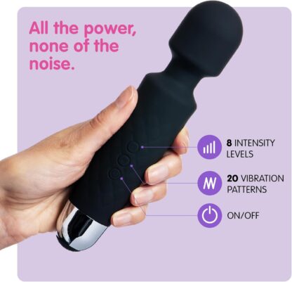 Vibrator by Oliver James - Powerful Wand Massager for Women - Wireless Handheld Water-Resistant Dildos - 20 Vibration Modes & 8 Speeds - Adult Sex Toys for men and women, Anal Dildo, Vibrators (Black) - Image 2