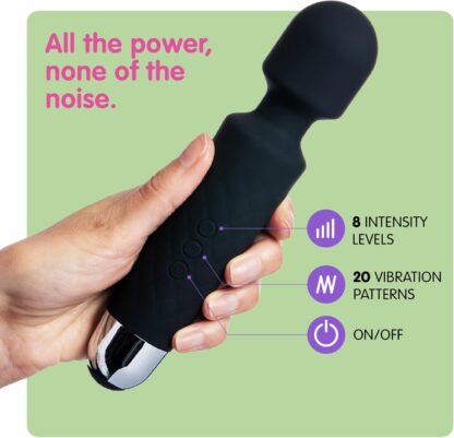 Vibrator by Oliver James - Powerful Wand Massager for Women - Wireless Handheld Water-Resistant Dildos - 20 Vibration Modes & 8 Speeds - Adult Sex Toys for men and women, Anal Dildo, Vibrators (Black) - Image 46