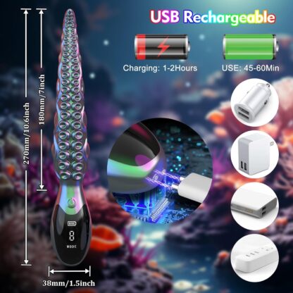 10.6" Tentacle Dildo Vibrator Sex Toys - Realistic Anal Dildo Vibrators with 9 Vibration Modes & LED Display，Sex Toy for G Spot & P Spot Stimulation，Monster Silicone Dildos Anal Plug Prostate Massager - Image 5