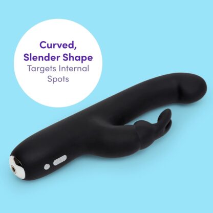 Lovehoney Happy Rabbit Vibrator - 4.5 Inch Slimline Silicone G Spot Vibrator for Women - 15 Vibration Mode Adult Sex Toy - Rechargeable & Waterproof - Black - Image 3