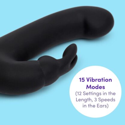 Lovehoney Happy Rabbit Vibrator - 4.5 Inch Slimline Silicone G Spot Vibrator for Women - 15 Vibration Mode Adult Sex Toy - Rechargeable & Waterproof - Black - Image 5