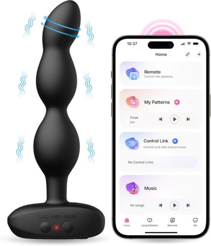 LOVENSE Ridge Vibrating Anal Beads Butt Plug with App-Controlled Vibration Prostate Massager Anal Plug Wireless Sex Toys4couples Men & Women Anal Vibrator with Unlimited Custom Vibration Modes